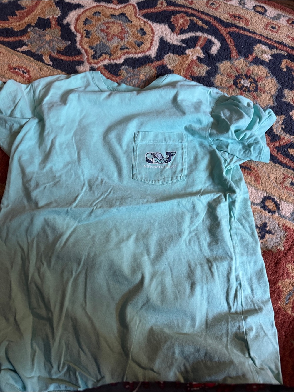 Men’s Vineyard Vines Pocket Tee in Aqua Blue with Whale Logo